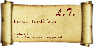 Lencz Terézia névjegykártya